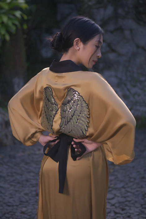 Silk kimono AURORA long